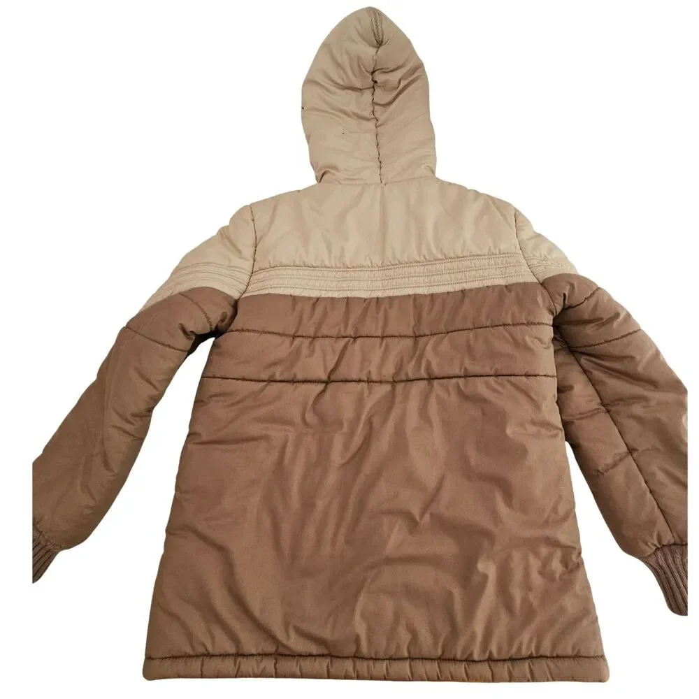 London Fog Coat Girls Large 14 Brown Tan Hooded Puffer Jacket